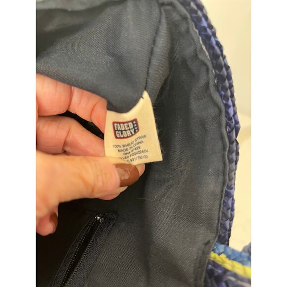 Faded Glory Wheat Straw Multi Striped Tote/Shoulder/Beach Bag NWOT - Picture 4 of 5